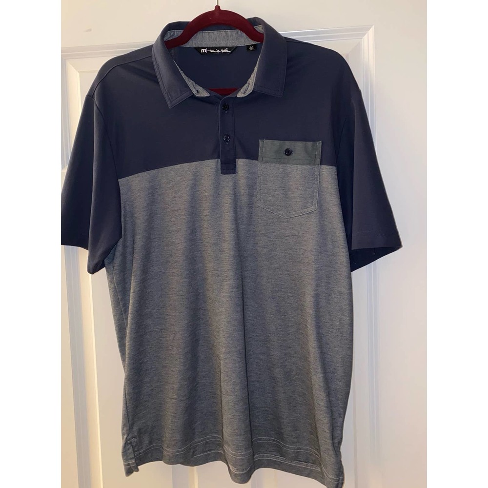 TRAVIS MATHEW Golf Shirt Men’s Grey Navy Polo Shirt Medium